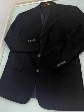 Bill Blass Blazer Sport Coat 44R  Jacket 100% Cashmere 3 Button Black Ventless